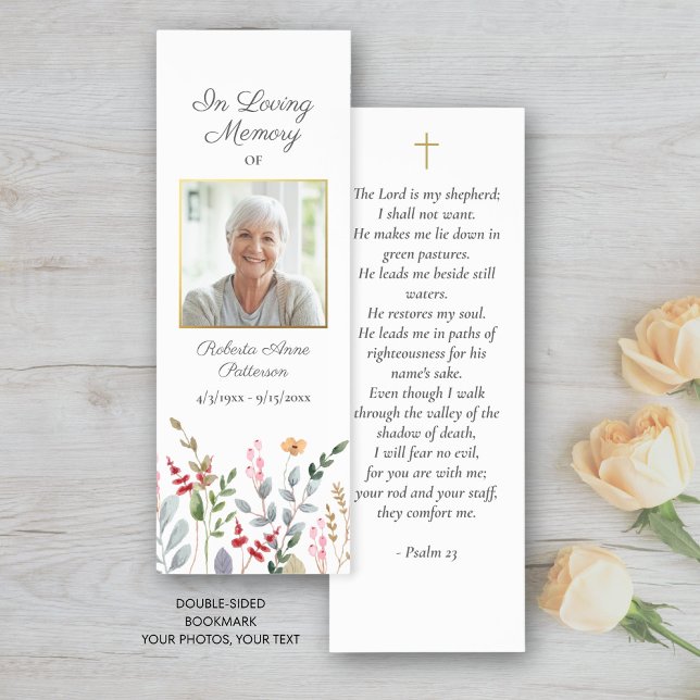 In loving Memory, Photo, Florals, Scripture Poem Bookmarks (Creator Uploaded)