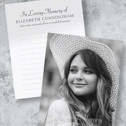 In Loving Memory Photo Funeral Attendance Card