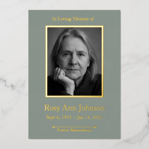 In Loving Memory Photo Funeral  Foil Invitation
