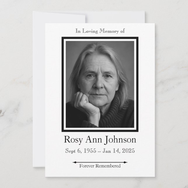In Loving Memory Photo Funeral Invitation (Front)