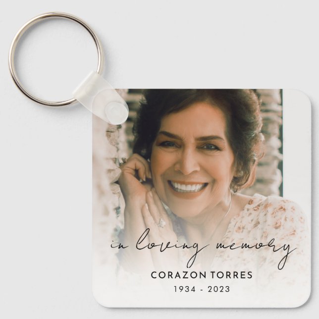 In Loving Memory Photo Funeral Keepsake Keychain (Front)