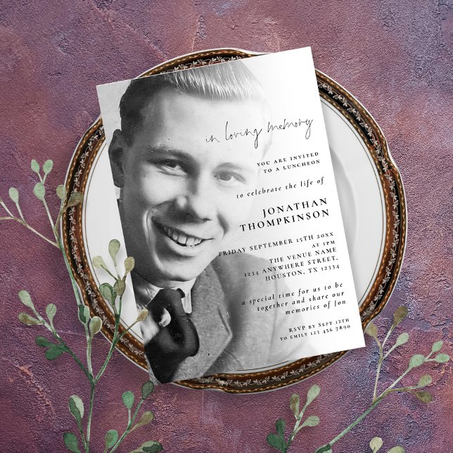 In Loving Memory Photo Funeral Luncheon Invitation (Creator Uploaded)