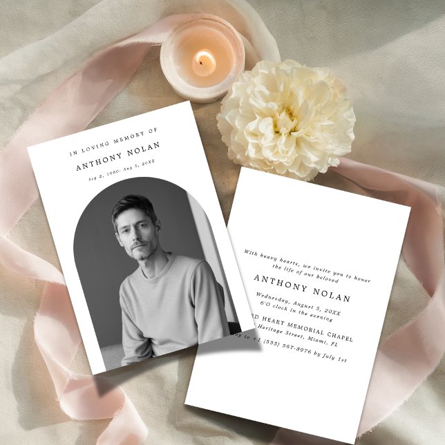In Loving Memory Photo Funeral Memorial Invite (Creator Uploaded)