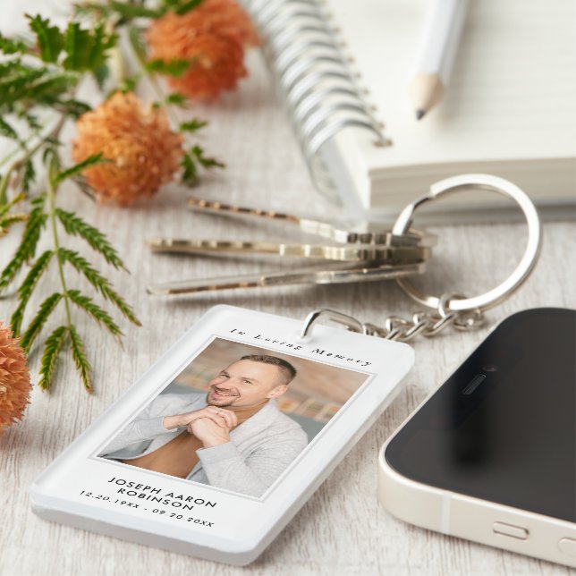 In Loving Memory Photo Funeral Memorial Keepsake Keychain (Front Right)