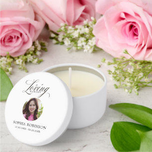 In Loving Memory Photo Funeral Memorial Keepsake Mini Candle Favors