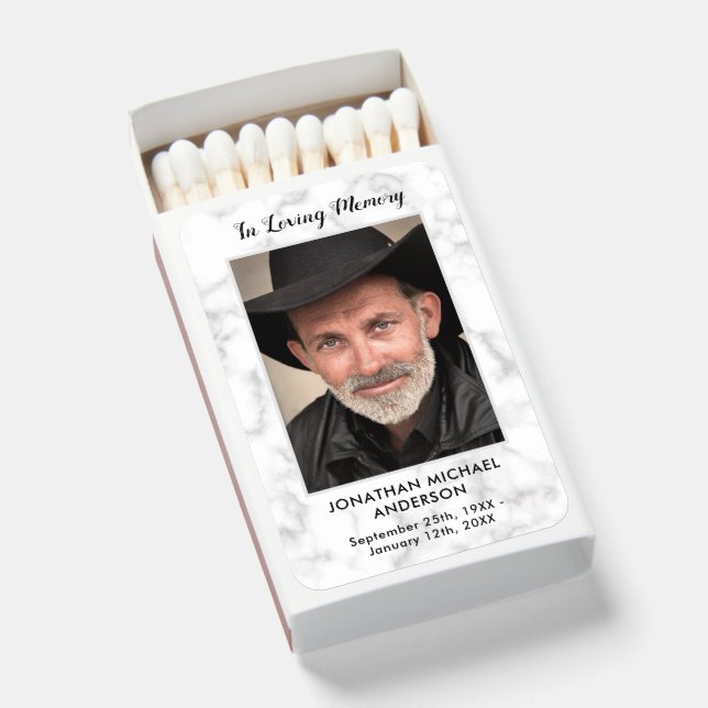 In Loving Memory Photo Funeral Memorial Matchboxes (Front Open)