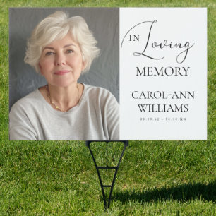 "In Loving Memory" Photo Funeral Memorial Sign