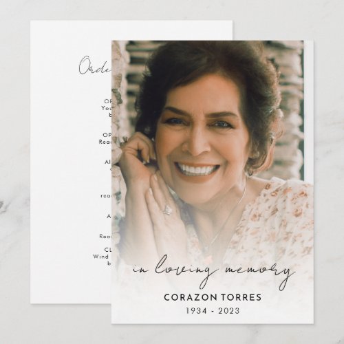 In Loving Memory Photo Funeral Order of Service