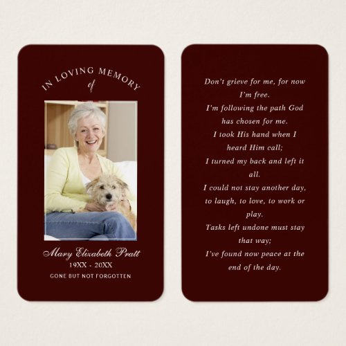 In Loving Memory Photo Funeral Prayer Card