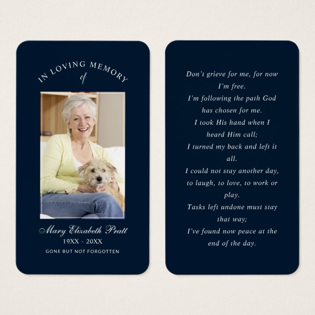 In Loving Memory Photo Funeral Prayer Card (Front & Back)