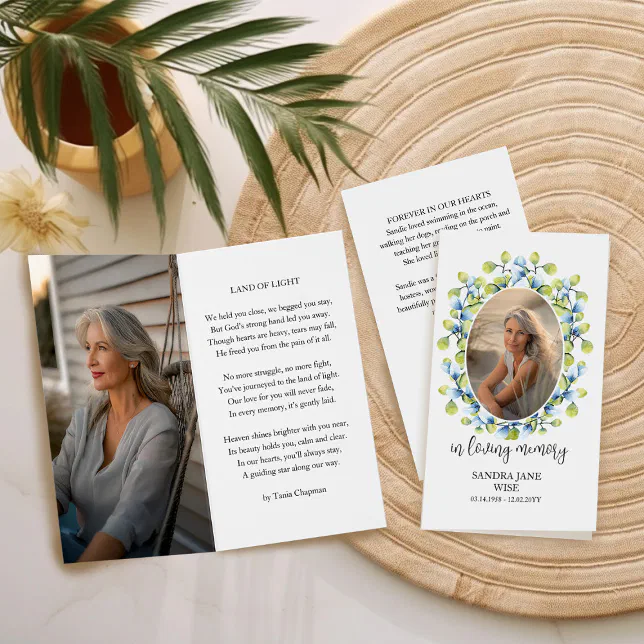 In Loving Memory Photo Funeral Prayer Card | Zazzle
