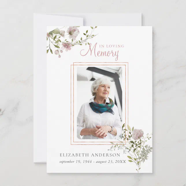 In Loving Memory | Photo Funeral Prayer Card | Zazzle