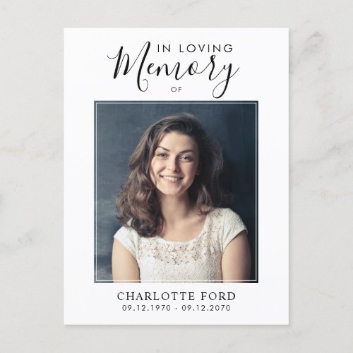 In Loving Memory Photo Funeral Service Memorial Postcard