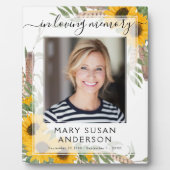 In Loving Memory Photo Funeral Sunflower Memorial Plaque | Zazzle