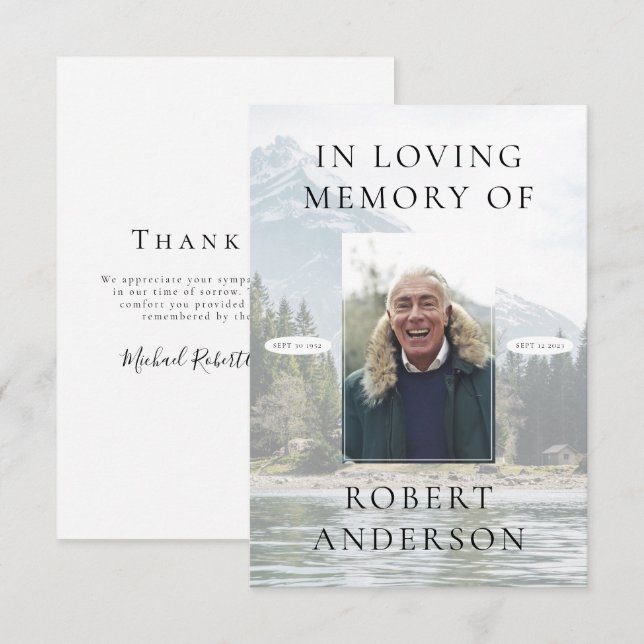 In Loving Memory Photo Funeral Thank You Card (Front/Back)