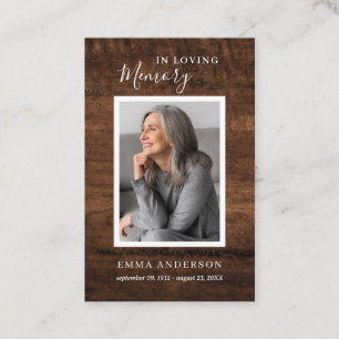 In Loving Memory Photo Funeral Wood Prayer Card