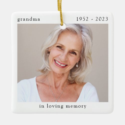 In Loving Memory Photo Grandma Memorial  Ceramic Ornament