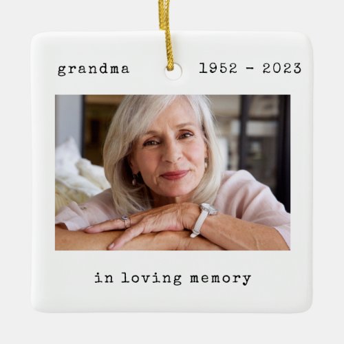 In Loving Memory Photo Grandma Memorial Ceramic Ornament