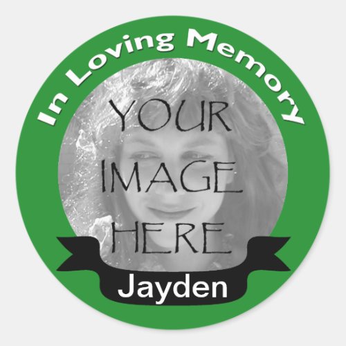 In Loving Memory Photo Green Stickers