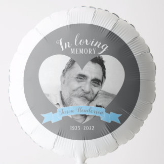 In loving memory photo heart blue ribbon balloon
