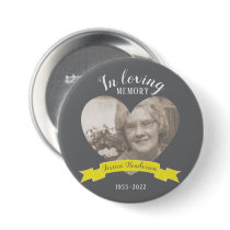 In loving memory photo heart yellow ribbon button
