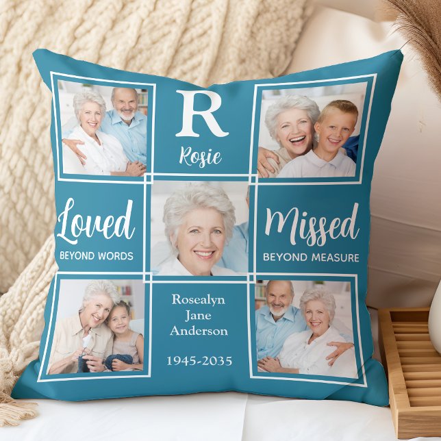 In Loving Memory Photo Keepsake Memorial Throw Pillow (Creator Uploaded)
