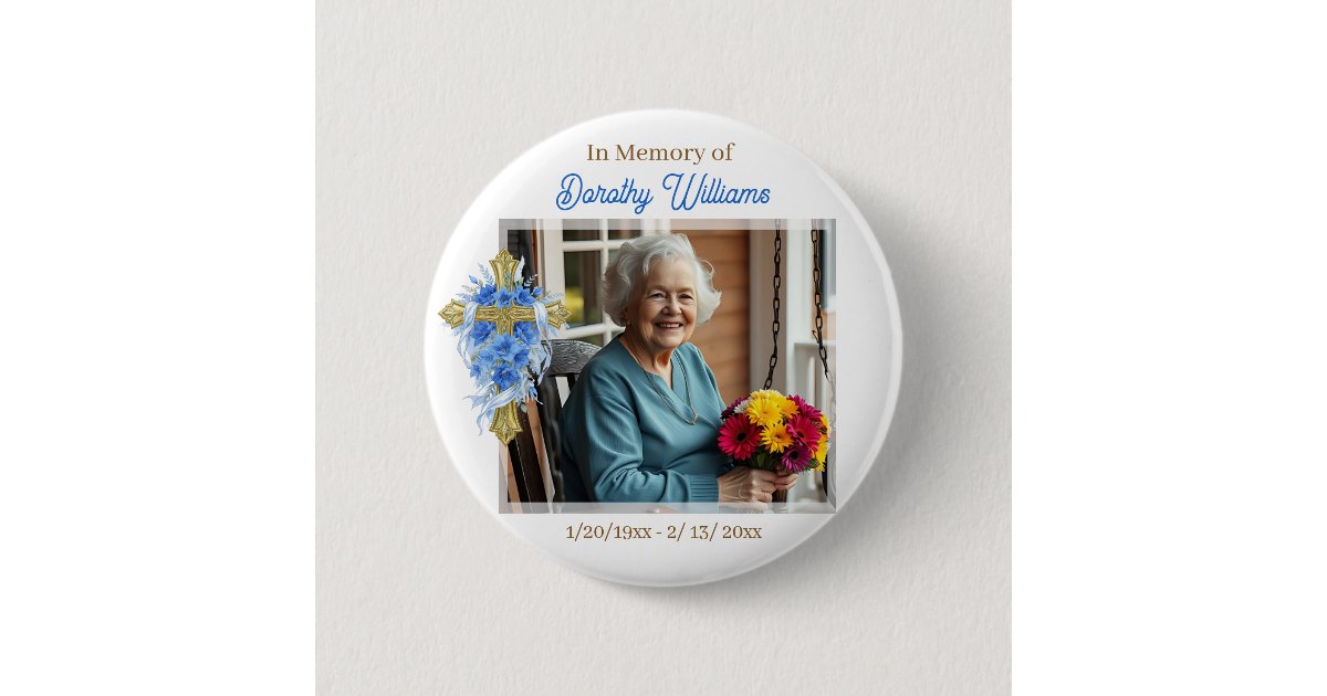 In Loving Memory | Photo Memorial Button | Zazzle