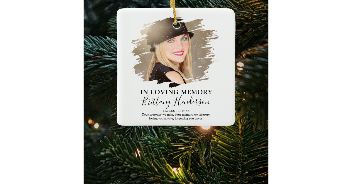In Loving Memory | Photo Memorial Christmas Ceramic Ornament | Zazzle
