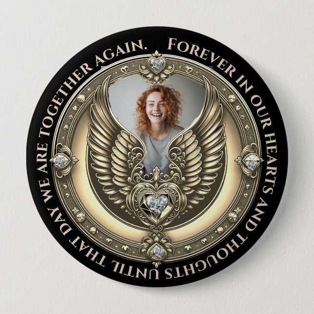 In Loving Memory Photo Memorial Diamond Look  Button (Front)