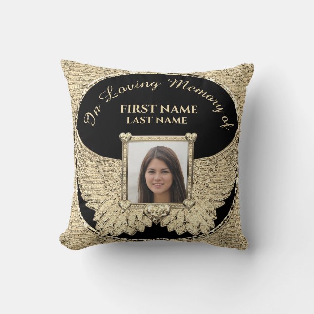 In Loving Memory Photo Memorial Diamond Look  Throw Pillow (Front)