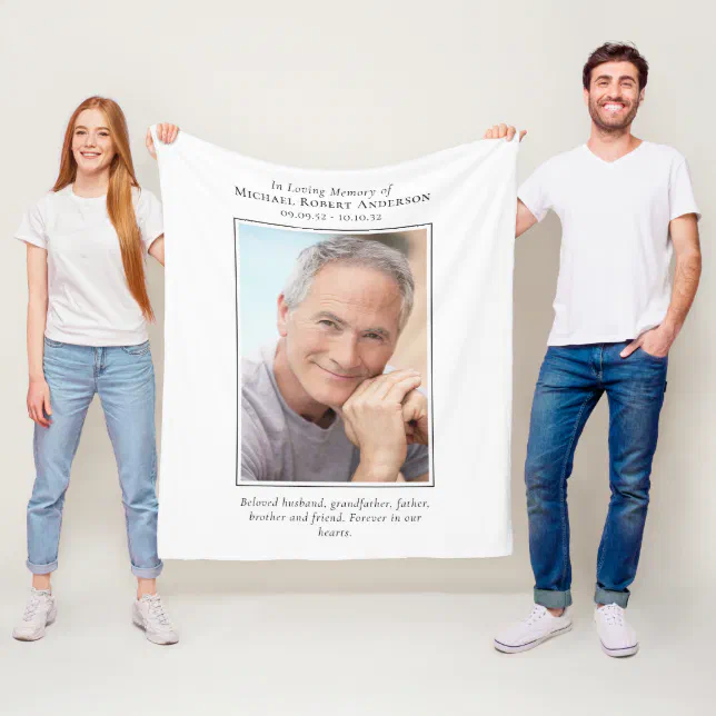 In Loving Memory Photo Memorial Fleece Blanket | Zazzle