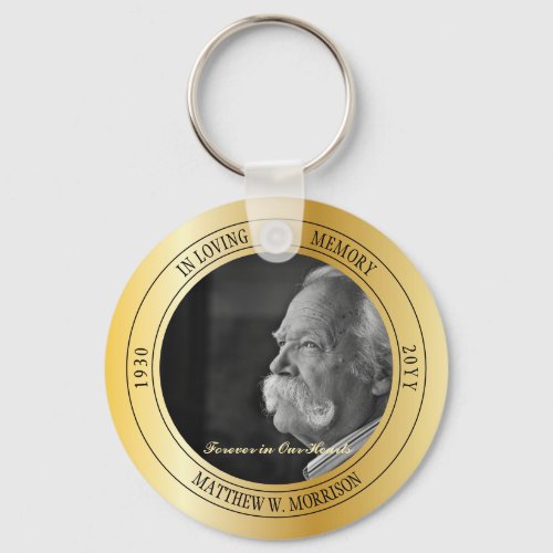 In Loving Memory Photo Memorial  Funeral Gold Keychain