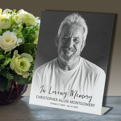 In Loving Memory Photo Memorial Funeral Pedestal Sign