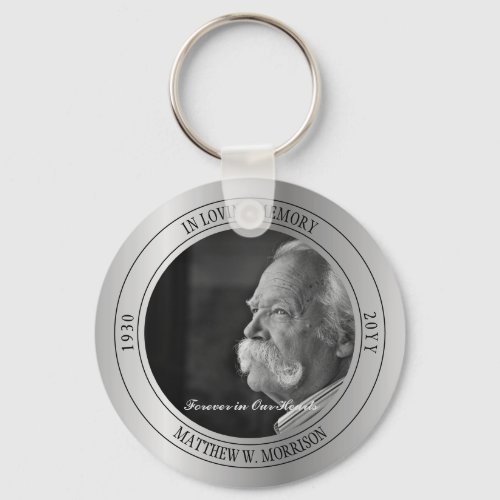 In Loving Memory Photo Memorial  Funeral Silver Keychain