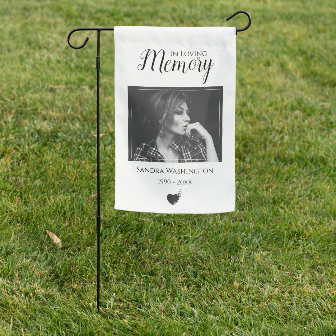 In Loving Memory | Photo Memorial Garden Flag | Zazzle