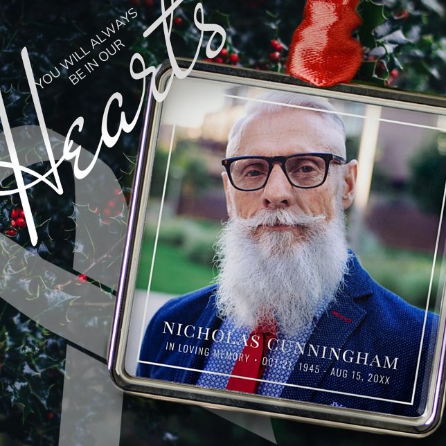 In Loving Memory Photo Memorial Keepsake Metal Ornament (Creator Uploaded)