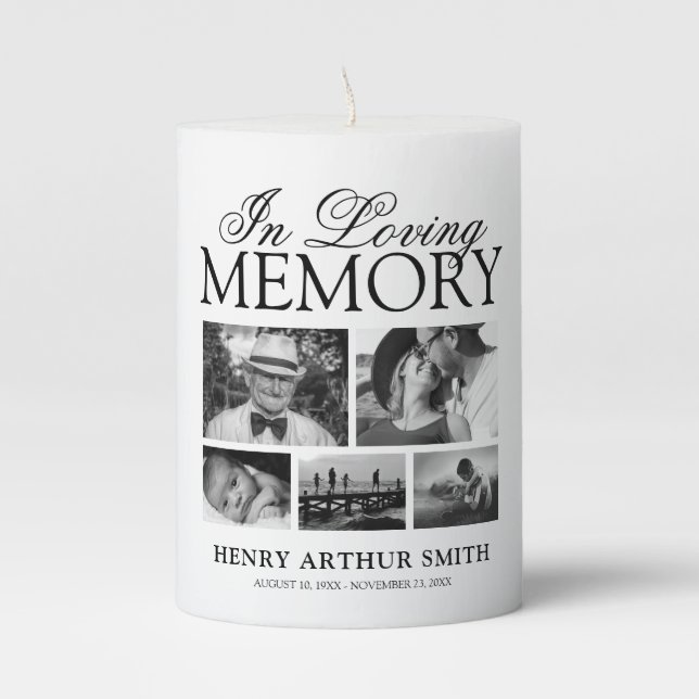 In Loving Memory Photo Memorial Pillar Candle (Front)