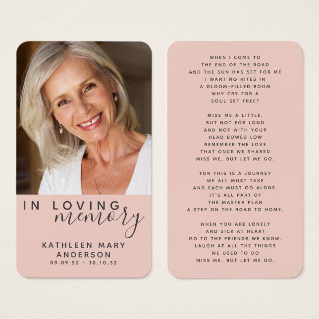 In Loving Memory Photo Memorial Poem (Front & Back)