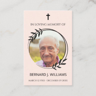 In Loving Memory Photo Memorial Prayer Card