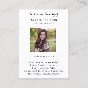 In Loving Memory Photo Memorial Prayer Card