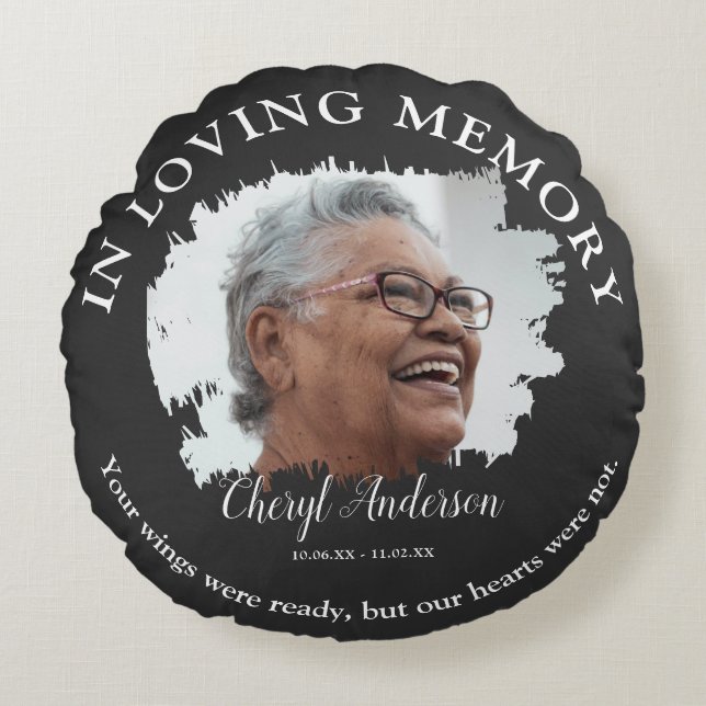 In Loving Memory | Photo Memorial  Round Pillow (Front)