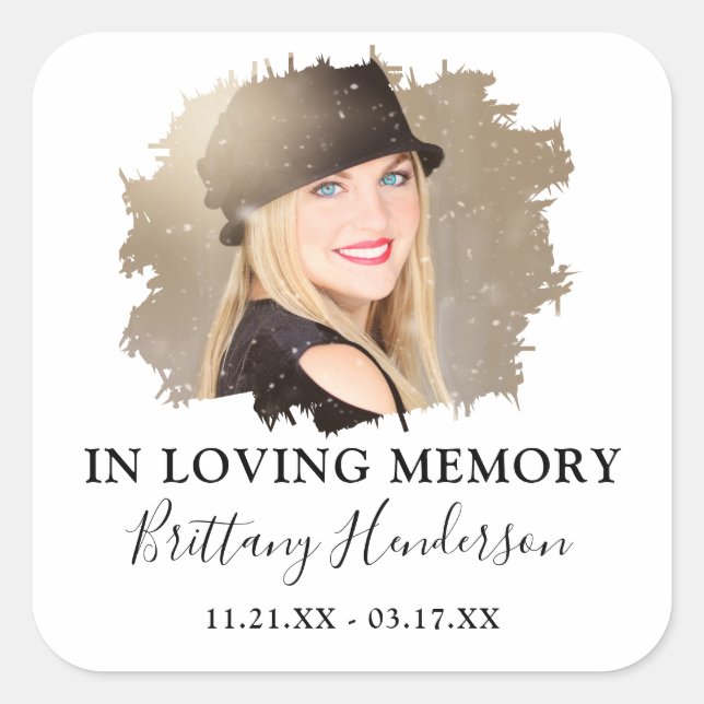 In Loving Memory | Photo Memorial Square Sticker (Front)