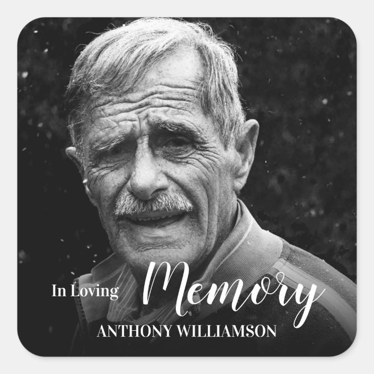 In Loving Memory Photo Memorial Square Sticker | Zazzle
