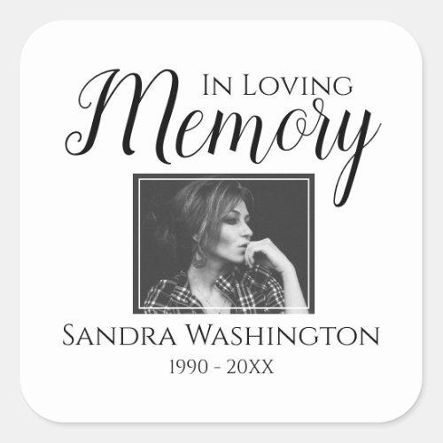 In Loving Memory  Photo Memorial Square Sticker