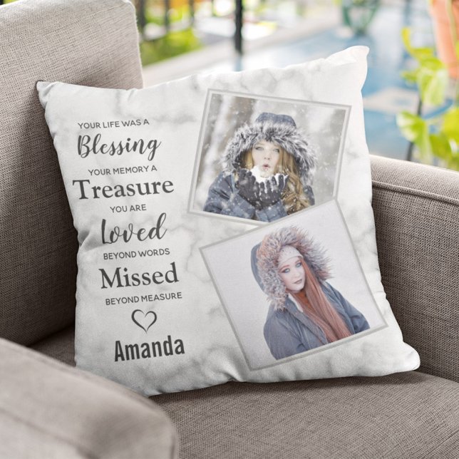 In Loving Memory Photo Memorial Throw Pillow (Creator Uploaded)