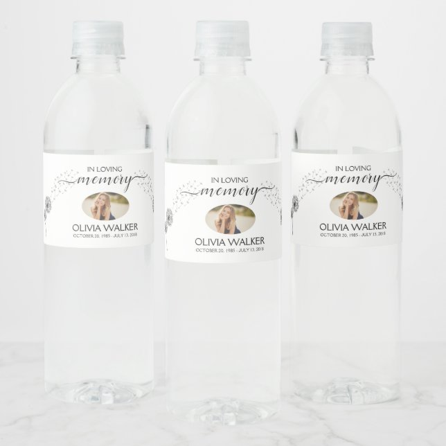 In Loving Memory Photo Memorial  Water Bottle Label (Bottles)