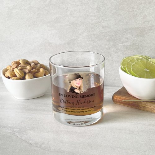 In Loving Memory  Photo Memorial Whiskey Glass
