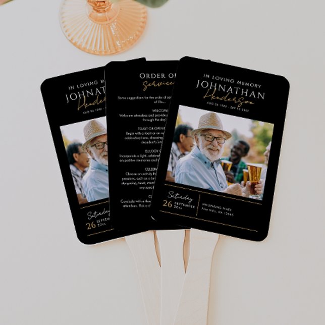 In Loving Memory Photo Modern Memorial Program Hand Fan (Creator Uploaded)