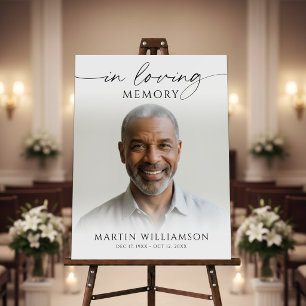 In Loving Memory Photo Modern Script Funeral Foam Board