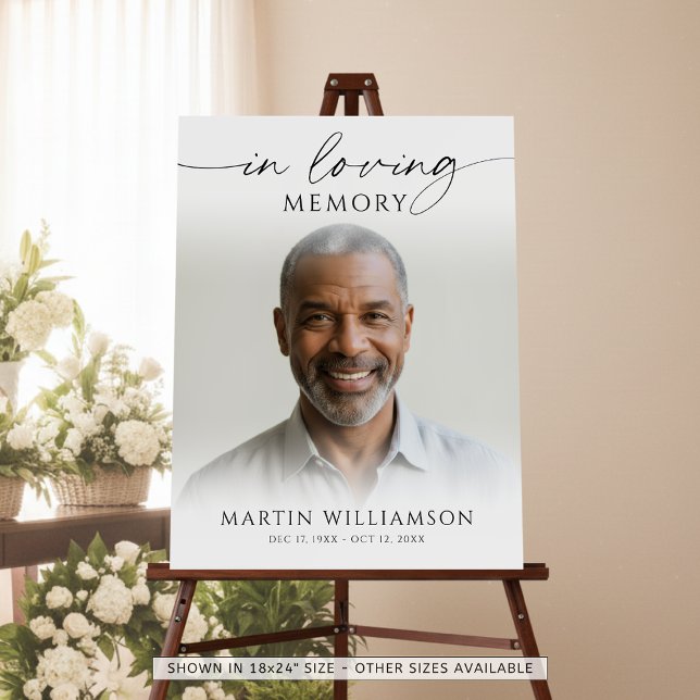 In Loving Memory Photo Modern Script Funeral Foam Board (Creator Uploaded)